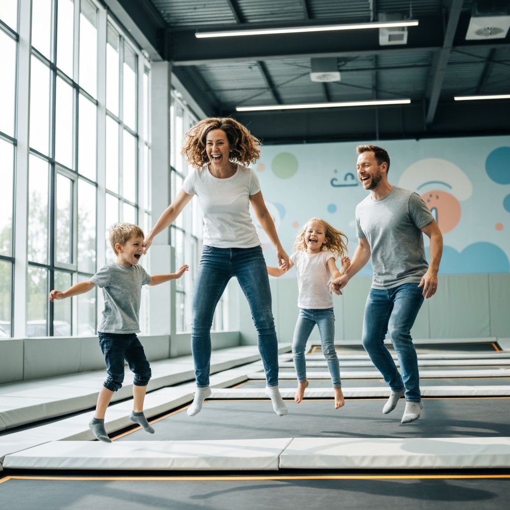 Familie im Trampolinpark
